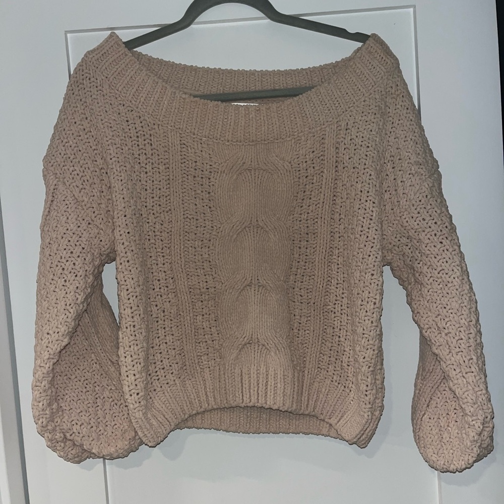 La lavon cream off the shoulder sweater